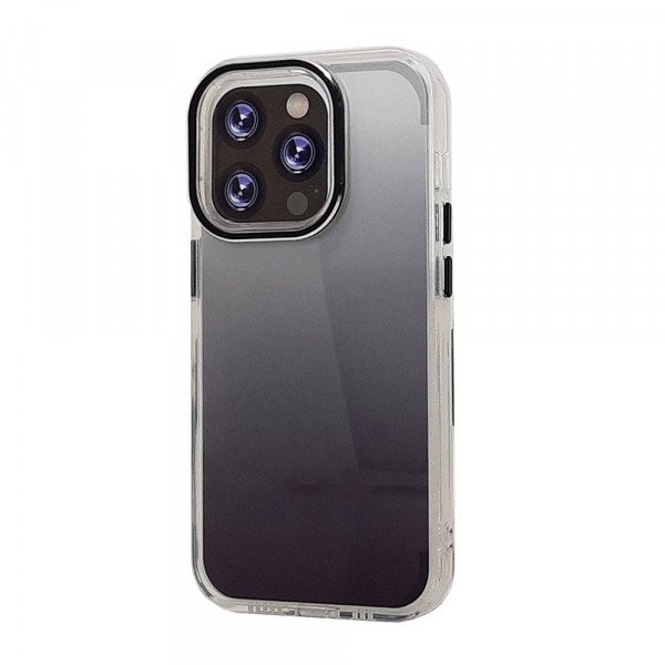 Wholesale Transparent Armor Clear Gradient Color Cover Case for Apple iPhone 14 6.1 (Black)