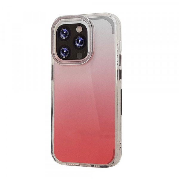 Wholesale Transparent Armor Clear Gradient Color Cover Case for Apple iPhone 14 Plus 6.7 (Red)