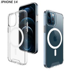 Crystal Clear Transparent Slim Magnetic Cover Case Magsafe Compatible for Apple iPhone 14 [6.1] (Clear)