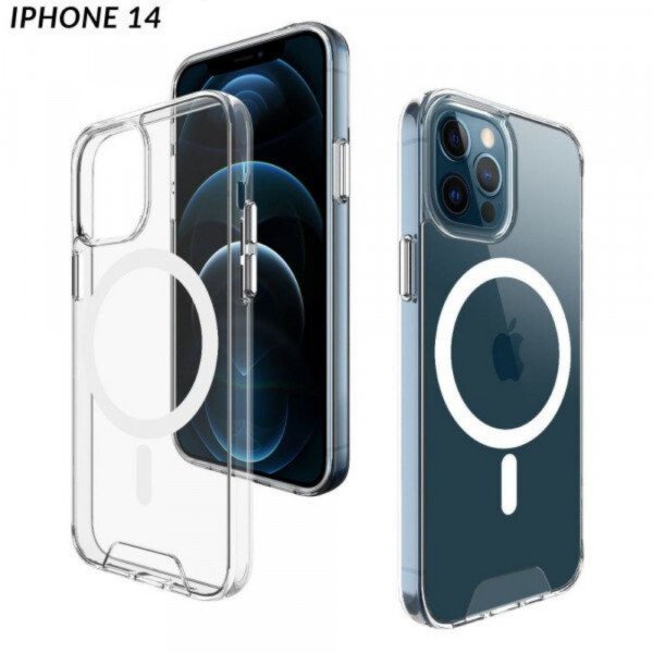 Wholesale Crystal Clear Transparent Slim Magnetic Cover Case Magsafe Compatible for Apple iPhone 14 6.1 (Clear)