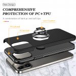 Wholesale Glossy Dual Layer Armor Hybrid Stand Metal Plate Flat Ring Case for iPhone 14 Pro Max [6.7] (Black)