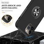 Wholesale Glossy Dual Layer Armor Hybrid Stand Metal Plate Flat Ring Case for Apple iPhone 14 Pro Max [6.7] (Black)