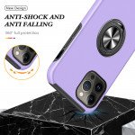 Wholesale Glossy Dual Layer Armor Hybrid Stand Metal Plate Flat Ring Case for iPhone 14 Pro [6.1] (Purple)