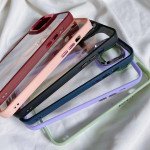 Wholesale Chrome Button Transparent Slim Edge Bumper Strong Armor Protection Cover Case for Apple iPhone 15 Pro (Black)