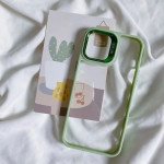 Wholesale Chrome Button Transparent Slim Edge Bumper Strong Armor Protection Cover Case for Apple iPhone 15 / 16e (Green)