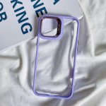 Wholesale Chrome Button Transparent Slim Edge Bumper Strong Armor Protection Cover Case for iPhone 14 Pro Max [6.7] (Purple)