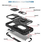 Wholesale Heavy Duty Tech Armor Ring Stand Lens Cover Grip Case with Metal Plate for Apple iPhone 14 Pro Max [6.7] (Black)