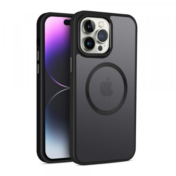 Wholesale Magnetic Magsafe Enhanced with Stainless Camera Edge & Button Shields Hybrid Cover Case for Apple iPhone 13 Pro (Black)