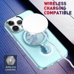 Wholesale Matte Finish Slim Transparent Chrome Button Magnetic Magsafe Circle 360 Kickstand Cover Case for iPhone 14 Pro 6.1 (Purple)