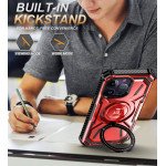 Wholesale Heavy Duty Rugged Tech Armor Defender Case With Magsafe Circle Kickstand for iPhone 14 Pro Max 6.7 (Red)