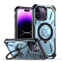 Heavy Duty Rugged Tech Armor Defender Case With Magsafe Circle Kickstand for iPhone 14 Pro Max 6.7 (Blue)