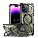 Wholesale Heavy Duty Rugged Tech Armor Defender Case With Magsafe Circle Kickstand for iPhone 14 Pro Max 6.7 (Green)