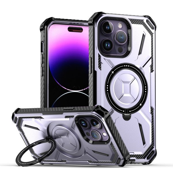 Wholesale Heavy Duty Rugged Tech Armor Defender Case With Magsafe Circle Kickstand for iPhone 14 Pro Max 6.7 (Purple)