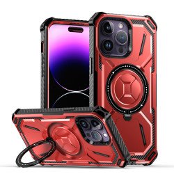 Heavy Duty Rugged Tech Armor Defender Case With Magsafe Circle Kickstand for iPhone 14 Pro Max 6.7 (Red)