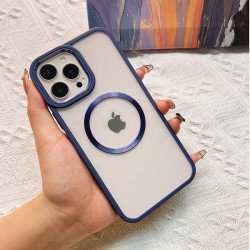 Transparent Chrome Button Magnetic Magsafe Circle Corner Protection Cover Case for iPhone 14 Pro 6.1 (Blue) Transparent Chrome Button Magnetic Magsafe Circle Corner Protection Cover Case for iPhone 14 Pro 6.1 (Blue)