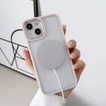 Wholesale Transparent Chrome Button Magnetic Magsafe Circle Corner Protection Cover Case for iPhone 14 Pro 6.1 (Green)