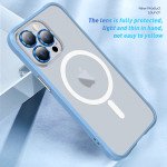 Wholesale Transparent Slim Matte Chrome Button Magnetic Ring Charging Cover Case With Built-in Camera Lens Cover for iPhone 14 Pro Max 6.7 (Purple)