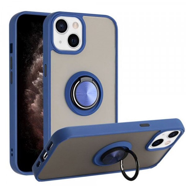 Wholesale Tuff Slim Armor Hybrid Ring Stand Case for Apple iPhone 15 / 16e (Navy Blue)