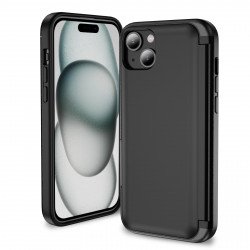 Matte Finish Strong Armor Magnetic Clasp Card Holder Kickstand Hybrid Case for Apple iPhone 15 Plus (Black) Matte Finish Strong Armor Magnetic Clasp Card Holder Kickstand Hybrid Case for Apple iPhone 15 Plus (Black)