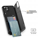 Wholesale Matte Finish Strong Armor Magnetic Clasp Card Holder Kickstand Hybrid Case for Apple iPhone 15 Plus (Black)