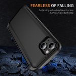 Wholesale Matte Finish Strong Armor Magnetic Clasp Card Holder Kickstand Hybrid Case for Apple iPhone 15 Plus (Black)