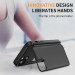 Wholesale Matte Finish Strong Armor Magnetic Clasp Card Holder Kickstand Hybrid Case for Apple iPhone 15 Plus (Black)