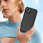 Wholesale Matte Finish Strong Armor Magnetic Clasp Card Holder Kickstand Hybrid Case for Apple iPhone 15 Plus (Black)