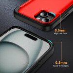 Wholesale Matte Finish Strong Armor Magnetic Clasp Card Holder Kickstand Hybrid Case for Apple iPhone 15 (Red)