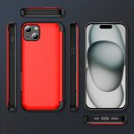 Wholesale Matte Finish Strong Armor Magnetic Clasp Card Holder Kickstand Hybrid Case for Apple iPhone 15 (Red)