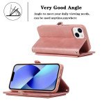 Wholesale Premium PU Leather Folio Wallet Front Cover Case with Card Holder Slots and Wrist Strap for Apple iPhone 15 (Rose Gold)