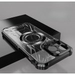 Wholesale Transparent Glossy Tech Armor Design Magnetic Magsafe Circle Corner Protection Cover Case for Apple iPhone 15 Pro Max (Black)