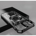 Wholesale Transparent Glossy Tech Armor Design Magnetic Magsafe Circle Corner Protection Cover Case for Apple iPhone 15 Pro Max (Blue)