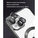 Wholesale Premium Chrome Design Transparent Magnetic Ring Case with Camera Protection for Apple iPhone 15 (Black)