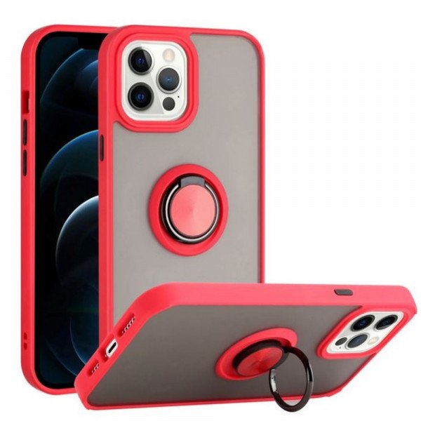 Wholesale Tuff Slim Armor Hybrid Ring Stand Case for Apple iPhone 15 Pro Max (Red)