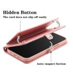Wholesale Premium PU Leather Folio Wallet Front Cover Case with Card Holder Slots and Wrist Strap for Apple iPhone 15 Pro (Rose Gold)