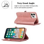 Wholesale Premium PU Leather Folio Wallet Front Cover Case with Card Holder Slots and Wrist Strap for Apple iPhone 15 Pro (Rose Gold)