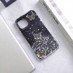 Butterfly Crystal Shiny Glitter Rainbow Sparkling Jewel Case Cover for Apple iPhone 15 Pro Max (Black)