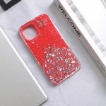 Butterfly Crystal Shiny Glitter Rainbow Sparkling Jewel Case Cover for Apple iPhone 15 Pro Max (Red)