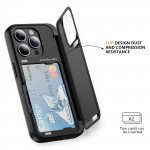 Wholesale Matte Finish Strong Armor Magnetic Clasp Card Holder Kickstand Hybrid Case for Apple iPhone 15 Pro Max (Black)