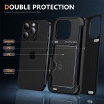 Wholesale Matte Finish Strong Armor Magnetic Clasp Card Holder Kickstand Hybrid Case for Apple iPhone 15 Pro Max (Black)