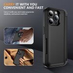 Wholesale Matte Finish Strong Armor Magnetic Clasp Card Holder Kickstand Hybrid Case for Apple iPhone 15 Pro Max (Black)