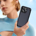 Wholesale Matte Finish Strong Armor Magnetic Clasp Card Holder Kickstand Hybrid Case for Apple iPhone 15 Pro Max (Blue)