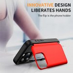 Wholesale Matte Finish Strong Armor Magnetic Clasp Card Holder Kickstand Hybrid Case for Apple iPhone 15 Pro (Red)
