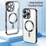 Wholesale Premium Chrome Design Transparent Magnetic Ring Case with Camera Protection for Apple iPhone 15 Pro Max (Gold)