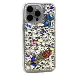Luxury Diamond Crystal Rhinestone Glitter Shiny Sparkle Cover Case for Apple iPhone 15 Pro (Silver Rose) Luxury Diamond Crystal Rhinestone Glitter Shiny Sparkle Cover Case for Apple iPhone 15 Pro (Silver Rose)