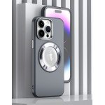 Wholesale Slim Transparent Matte Finish Chrome Button Enhanced Magnetic Magsafe Hybrid Cover Case for Apple iPhone 15 Pro (Black)