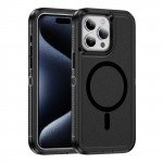 Wholesale Heavy Duty Rugged Guardian Defender Armor Protection Magsafe Case for Apple iPhone 15 Pro (Black)