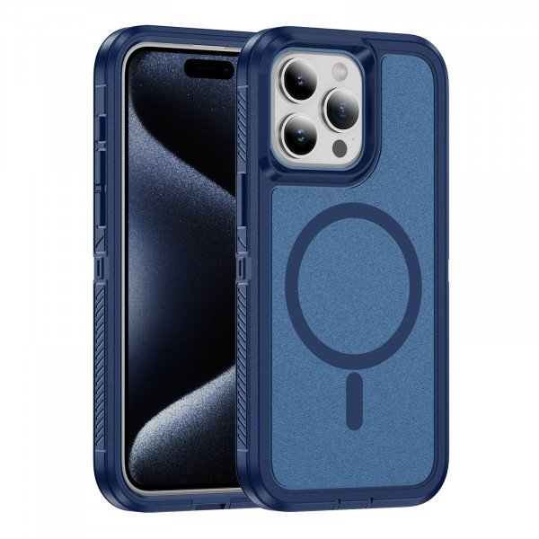 Wholesale Heavy Duty Rugged Guardian Defender Armor Protection Magsafe Case for Apple iPhone 15 Pro (Blue)