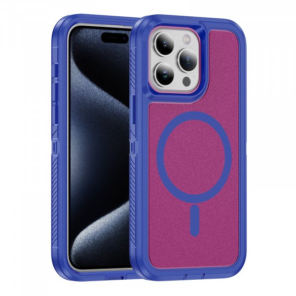 Wholesale Heavy Duty Rugged Guardian Defender Armor Protection Magsafe Case for Apple iPhone 15 Pro Max (Hot Pink)