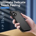 Wholesale Heavy Duty Strong Armor Hybrid Trailblazer Case Cover for Apple iPhone 16 (Black)